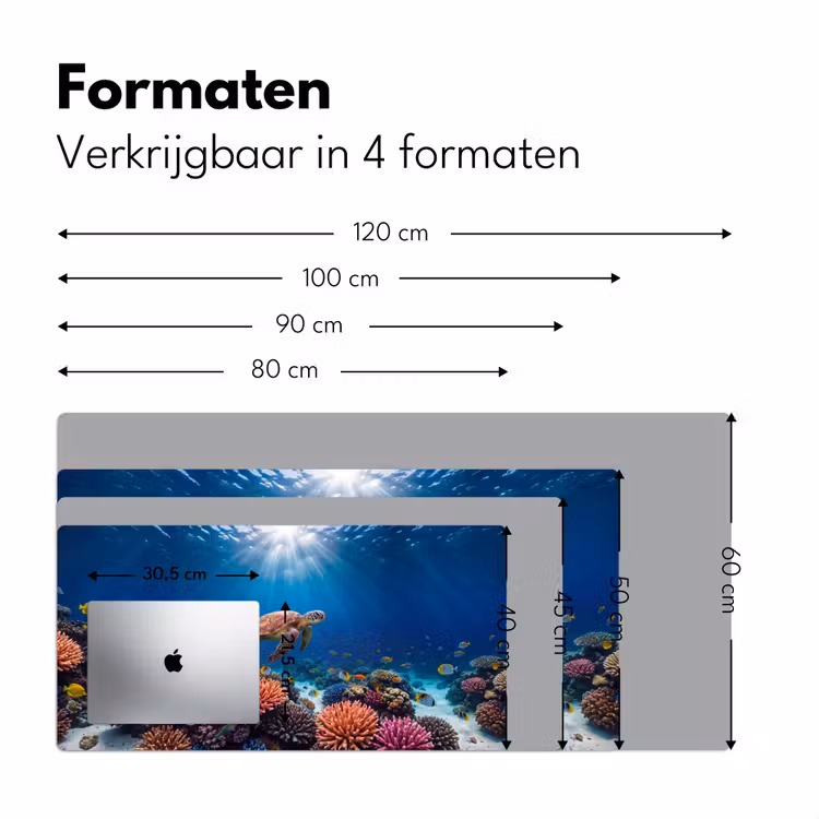 Schildpad - Koraalrif - Oceaan - Dieren - Blauw Muismat XXL klein -sfeer5