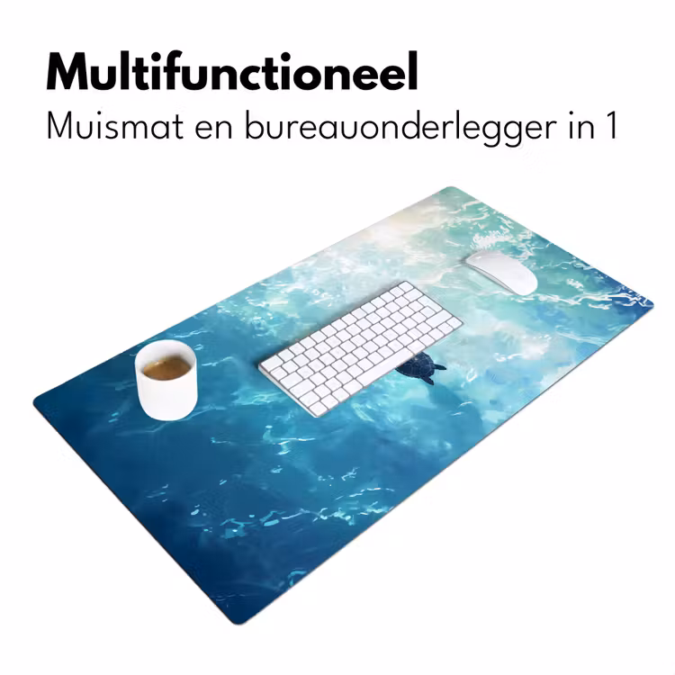 Schildpad - Zee - Blauw - Schittering Muismat XXL klein -sfeer4