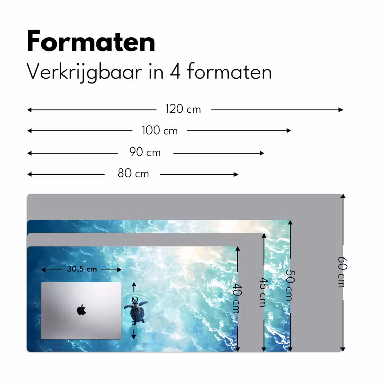 Schildpad - Zee - Blauw - Schittering Muismat XXL klein -sfeer5