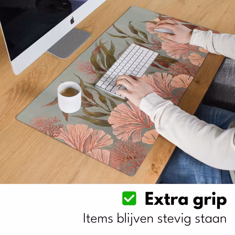Onderwater - Planten - Vis - Vintage - Groen Muismat XXL klein -sfeer3