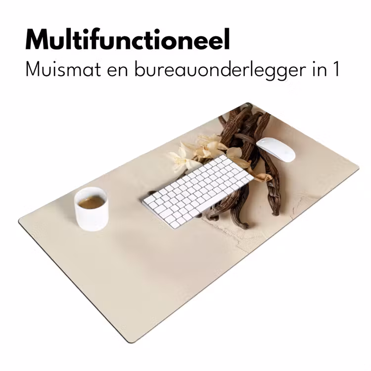 Vanille - Bloemen - Beige Muismat XXL klein -sfeer4