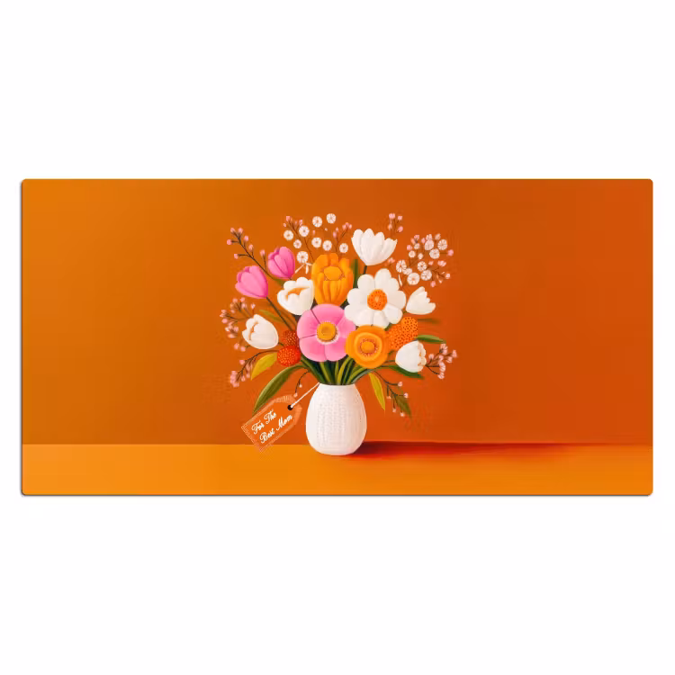 Vaas - Bloemen - Oranje Muismat XXL klein -3d_leeg
