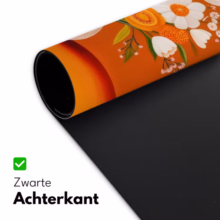Vaas - Bloemen - Oranje Muismat XXL klein -sfeer2