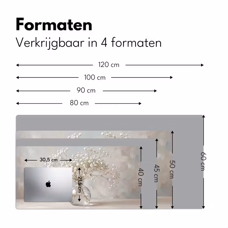 Vaas - Gipskruid - Wit Muismat XXL klein -sfeer5