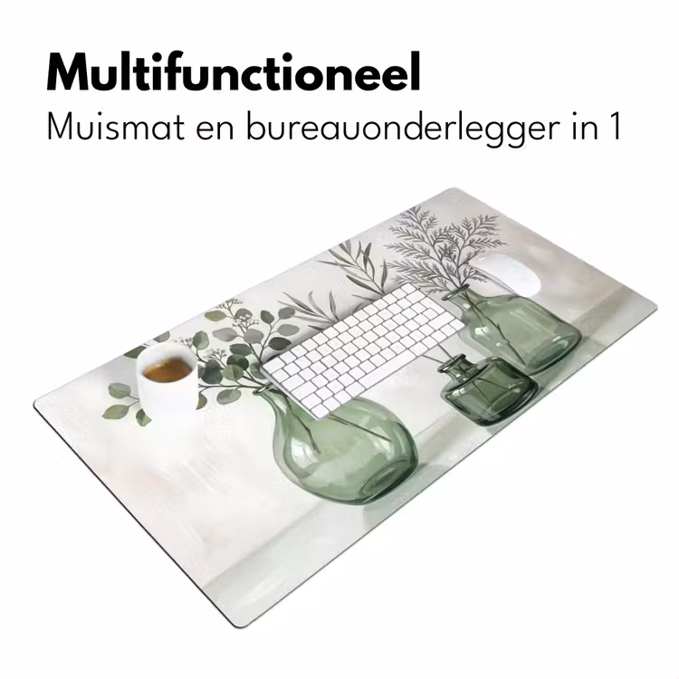Vazen - Bladeren - Groen Muismat XXL klein -sfeer4