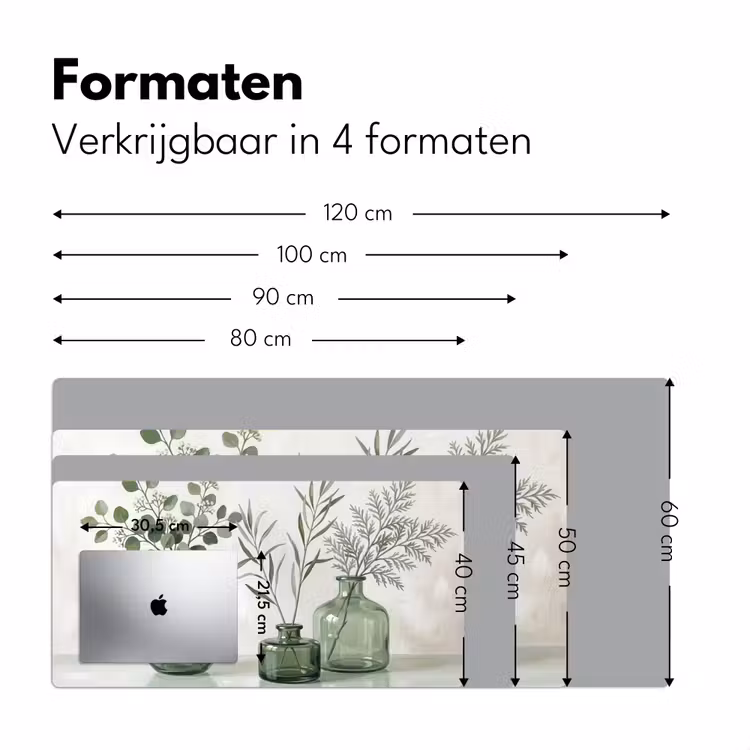 Vazen - Bladeren - Groen Muismat XXL klein -sfeer5