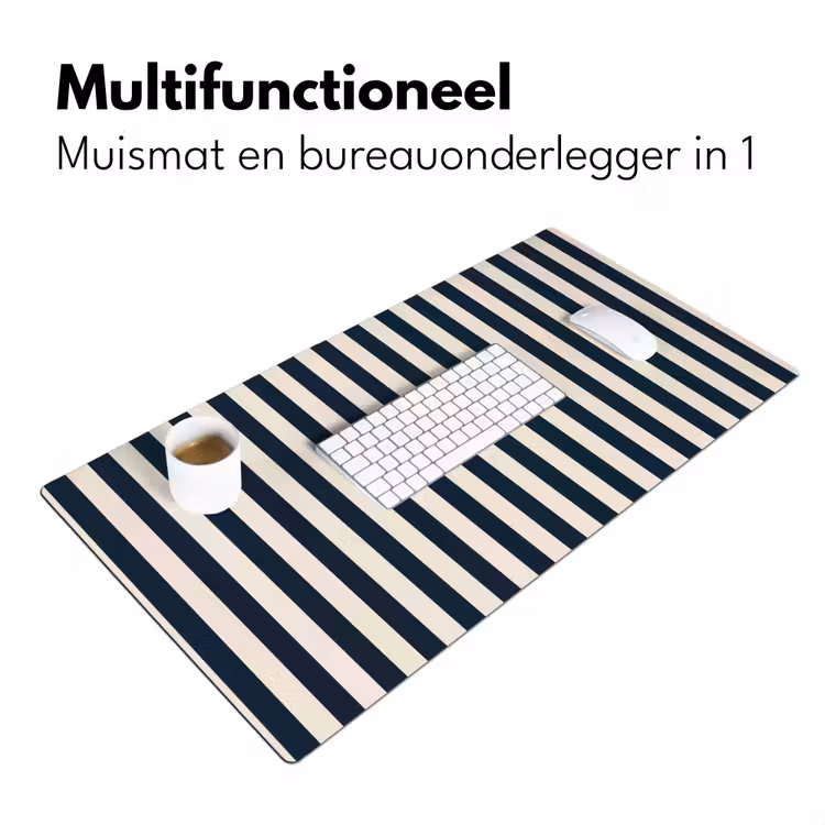 Verticale strepen - Blauw - Crème Muismat XXL klein 681 -sfeer4