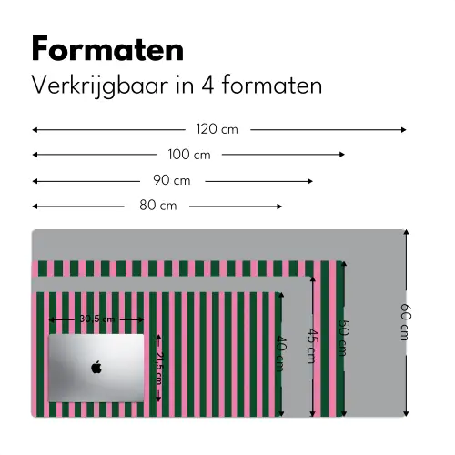 Verticale strepen - Groen - Roze Muismat XXL klein 681 -sfeer5