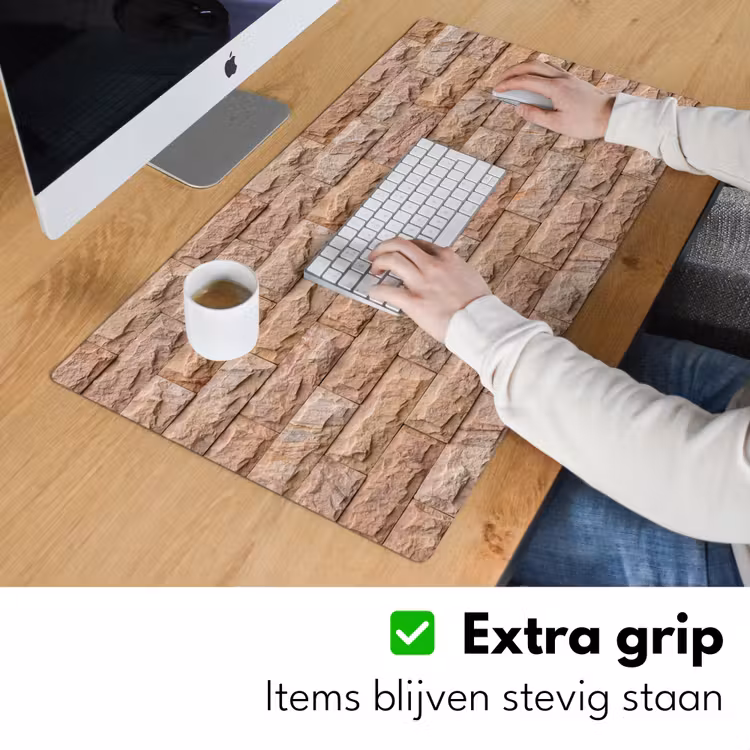 Muur - Steen - Ruw - Textuur - Beige Muismat XXL klein -sfeer3