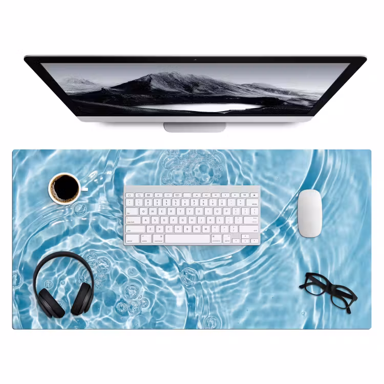 Water - Blauw - bubbels Muismat XXL klein -3d