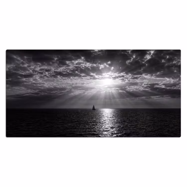 Water - Boot - Lucht - Natuur - Zwart-wit Muismat XXL klein -3d_leeg