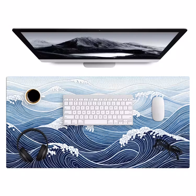 Water - Mozaïek - Landschap - Modern - Blauw Muismat XXL klein -3d
