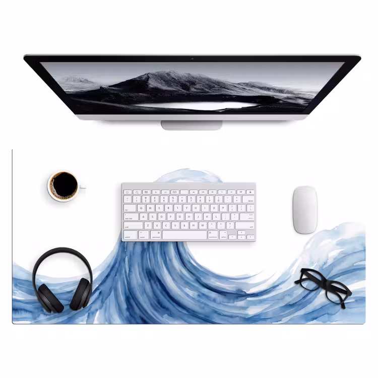 Water - Beweging - Natuur - Modern - Blauw Muismat XXL klein -3d