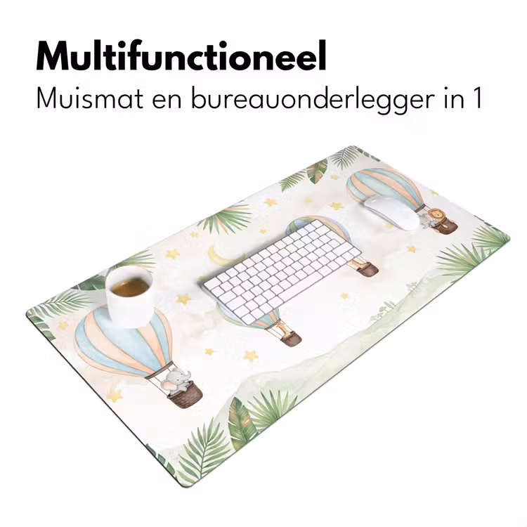 Aquarel - Luchtballonnen - Pastel Muismat XXL klein -sfeer4