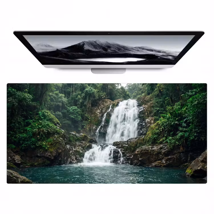 Waterfall - Forest - Nature - Greenkhgyguyg Muismat XXL klein -zzz3d