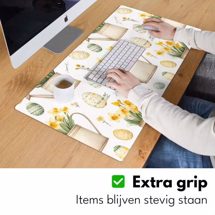 Gieter - Bloemen - Eieren Muismat XXL klein -sfeer3