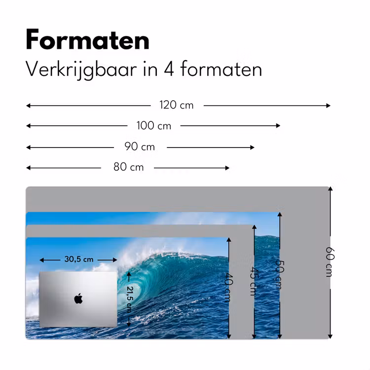 Golf - Oceaan - Water - Dynamisch - Blauw Muismat XXL klein -sfeer5