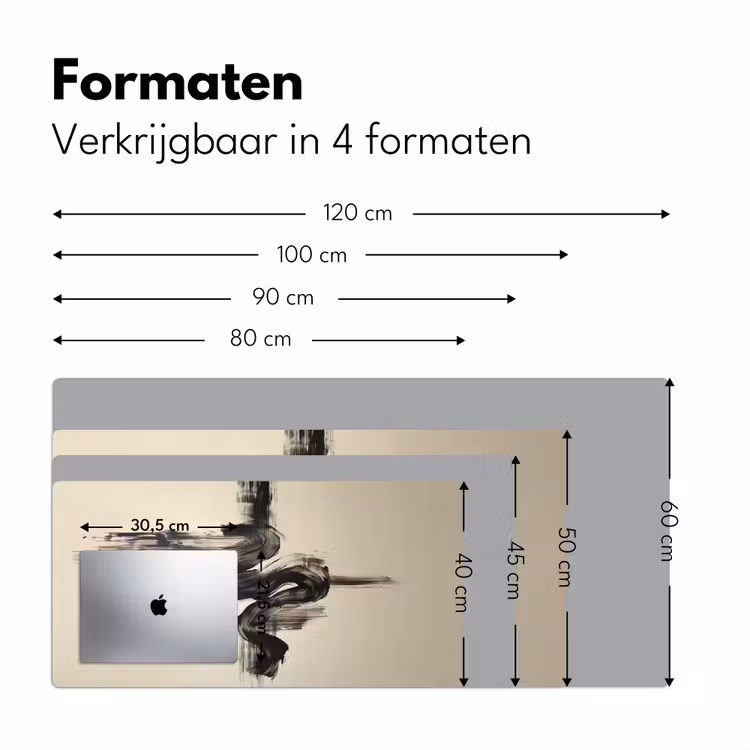Golven - Penseelstreken - Beige - Minimalistisch Muismat XXL klein -sfeer5