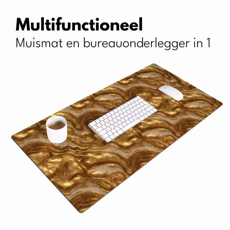 Golven - Organisch - Goud - Crème Muismat XXL klein 681 -sfeer4
