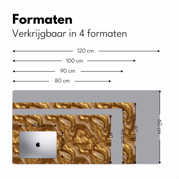 Golven - Organisch - Goud - Crème Muismat XXL klein 681 -sfeer5