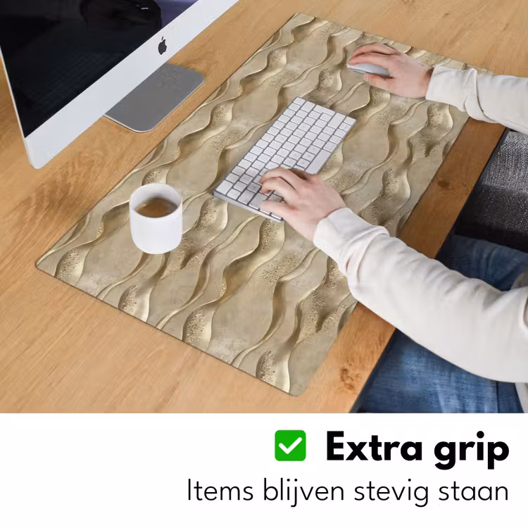 Golven - Patroon - Goud Muismat XXL klein 681 -sfeer3