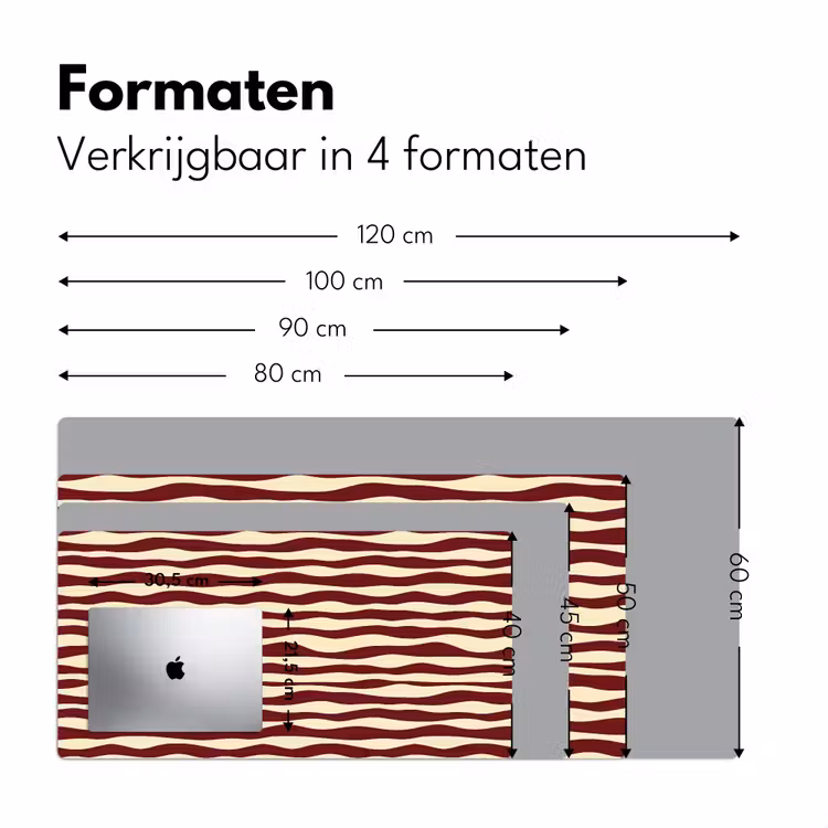 Golven - Rood - Patroon - Crème Muismat XXL klein 681 -sfeer5