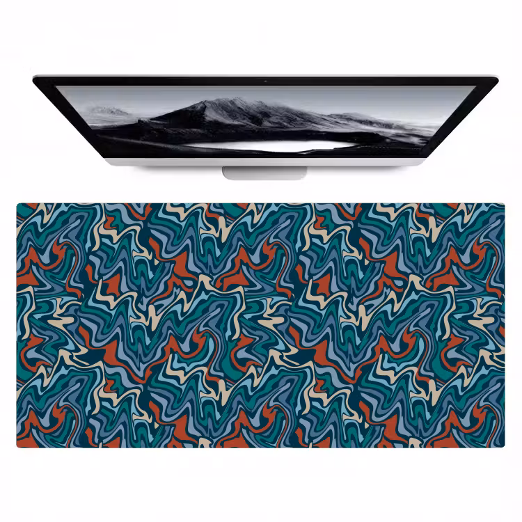 Golven - Retro - Blauw - Patroon Muismat XXL klein 681 -zzz3d