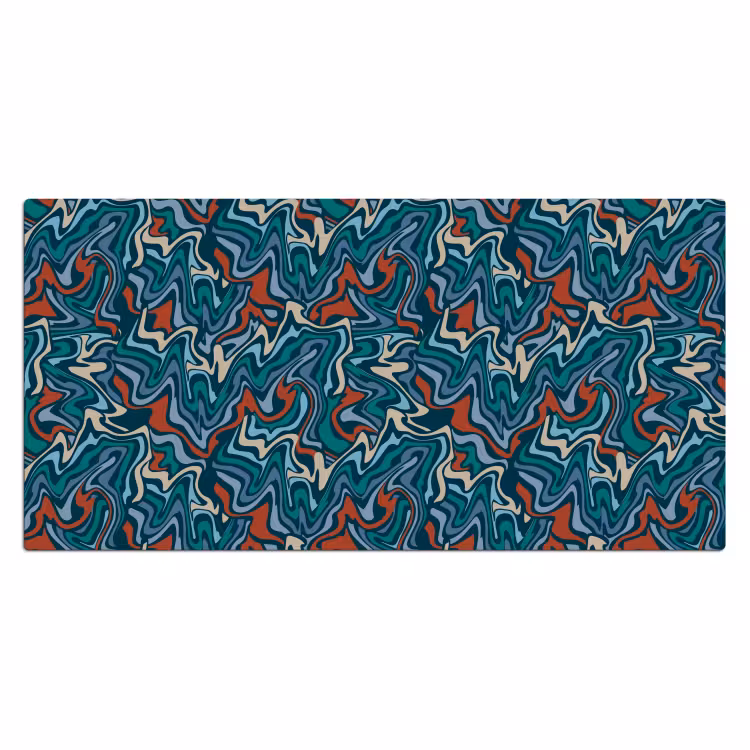 Golven - Retro - Blauw - Patroon Muismat XXL klein 681 -3d_leeg