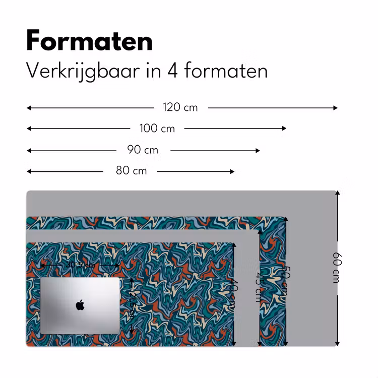 Golven - Retro - Blauw - Patroon Muismat XXL klein 681 -sfeer5