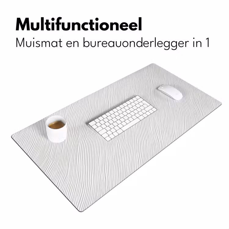 Golven - Ribbels - Wit Muismat XXL klein 681 -sfeer4