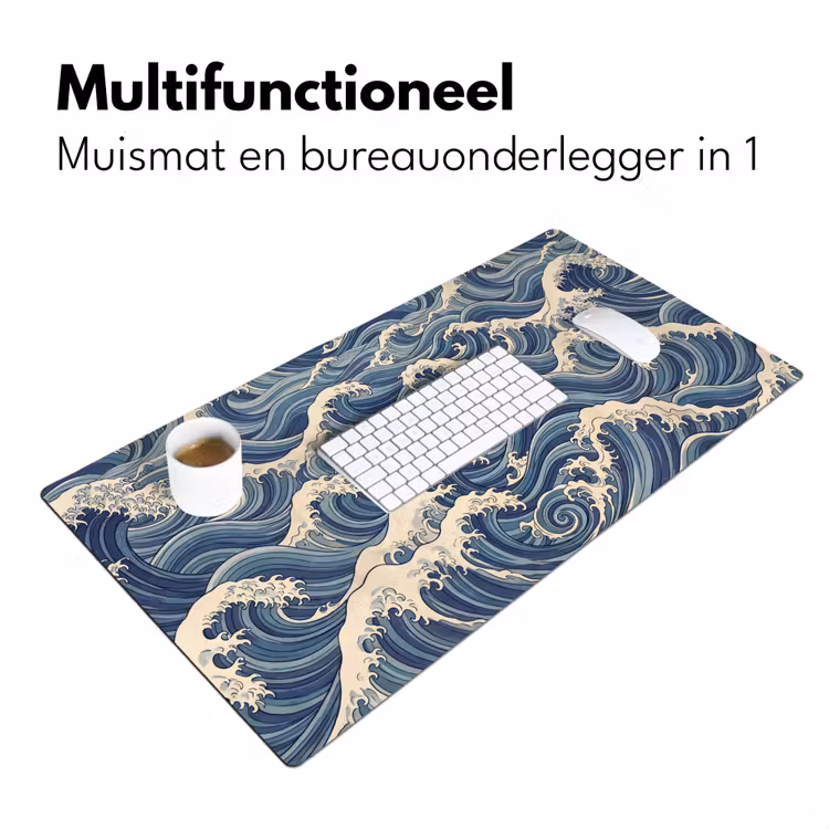Golven - Zee - Natuur - Abstract - Blauw Muismat XXL klein -sfeer4