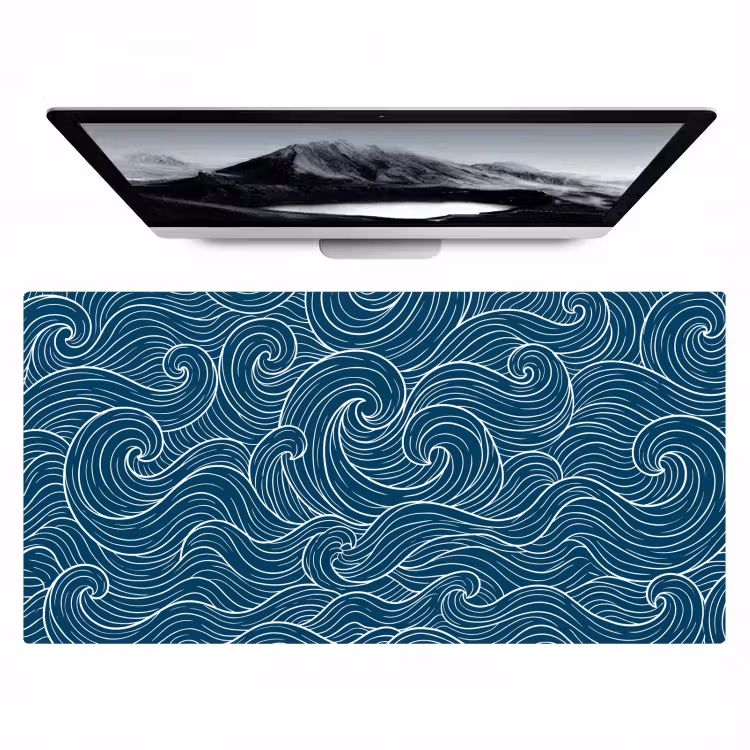 Golven - Spiraal - Water - Abstract - Blauw Muismat XXL klein -zzz3d