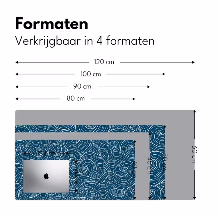 Golven - Spiraal - Water - Abstract - Blauw Muismat XXL klein -sfeer5