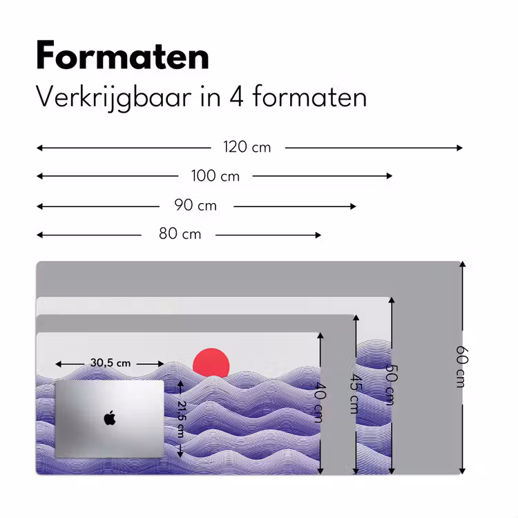 Golven - Zon - Natuur - Abstract - Rood Muismat XXL klein -sfeer5