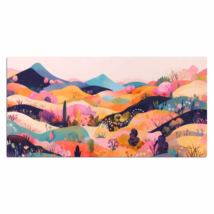 Golvende heuvels - Abstracte planten - Dromerig Muismat XXL klein -3d_leeg