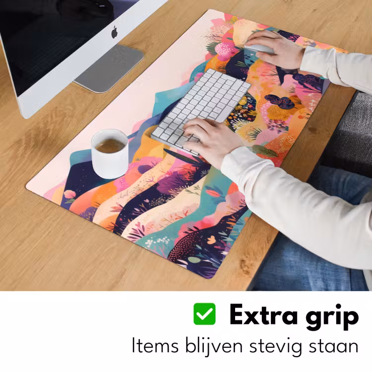 Golvende heuvels - Abstracte planten - Dromerig Muismat XXL klein -sfeer3