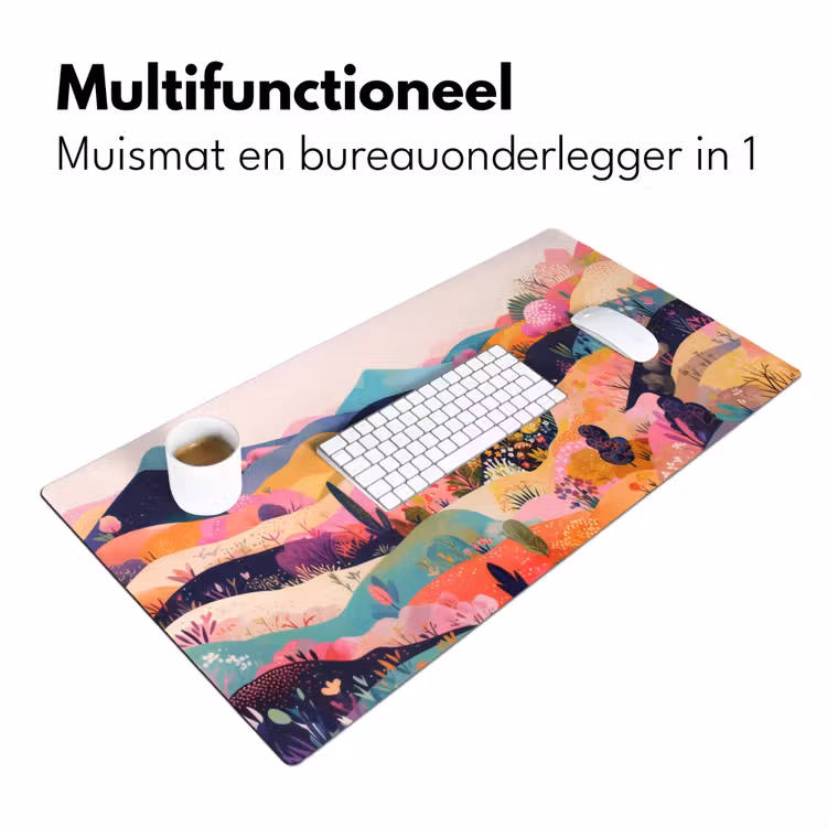 Golvende heuvels - Abstracte planten - Dromerig Muismat XXL klein -sfeer4