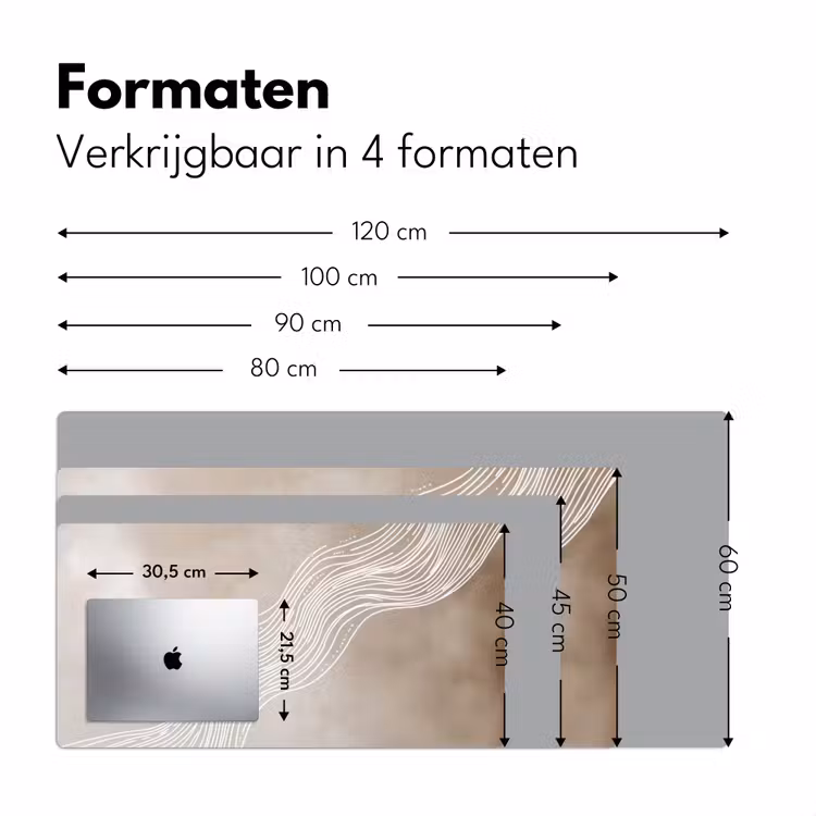 Golvende lijnen - Vloeiend - Zandkleurig Muismat XXL klein -sfeer5