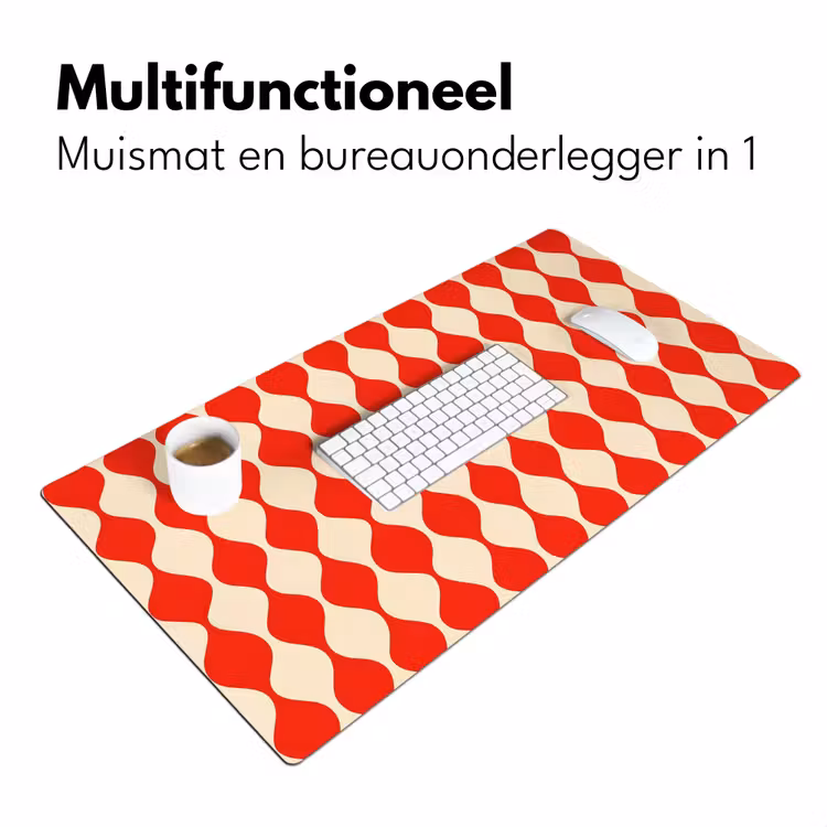 Golvend patroon - Retro - Rood - Beige Muismat XXL klein 681 -sfeer4
