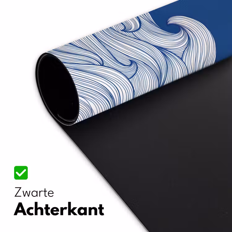 Walvis - Staart - Golven - Lijntekening - Blauw Muismat XXL klein -sfeer2