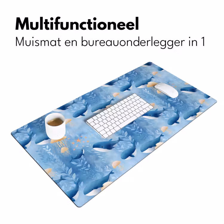 Walvissen - Oceaan - Blauw Muismat XXL klein 681 -sfeer4