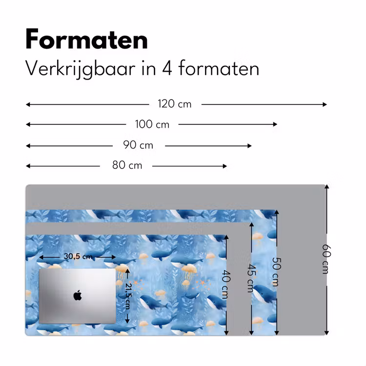 Walvissen - Oceaan - Blauw Muismat XXL klein 681 -sfeer5