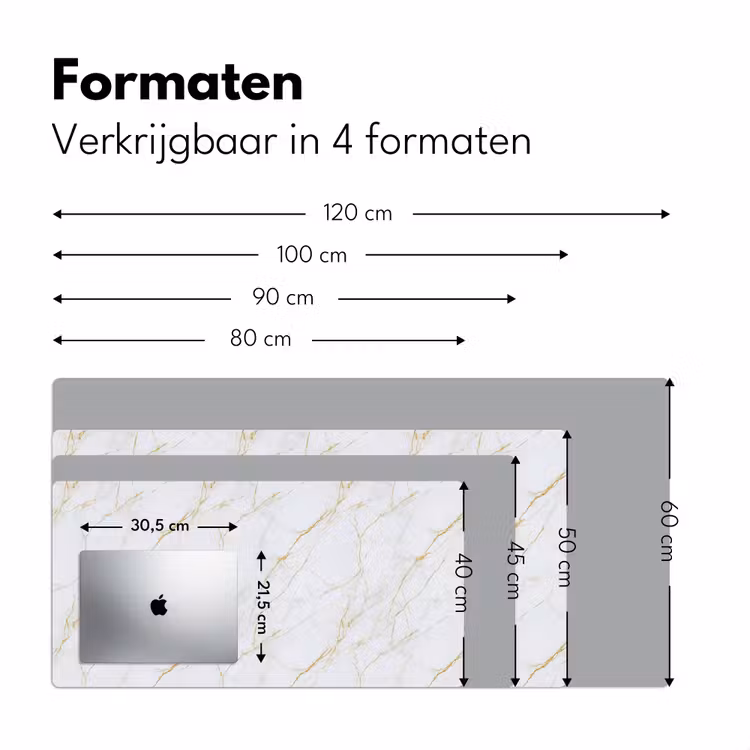 Wit - Marmer - Goud - Luxueus Muismat XXL klein 681 -sfeer5