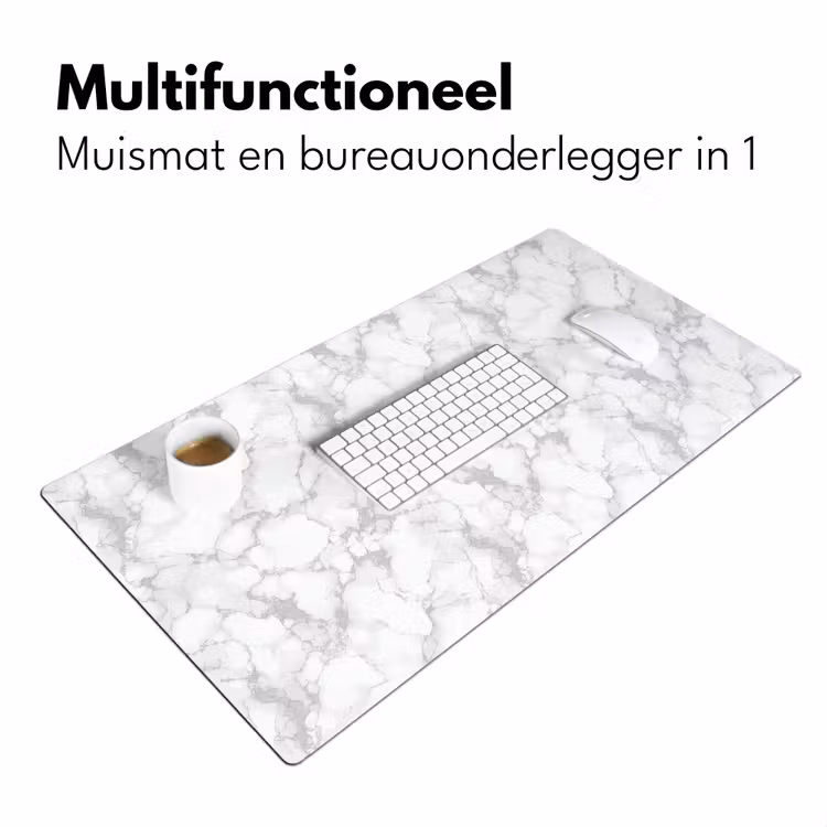 Wit - Marmer - Grijs Muismat XXL klein 681 -sfeer4