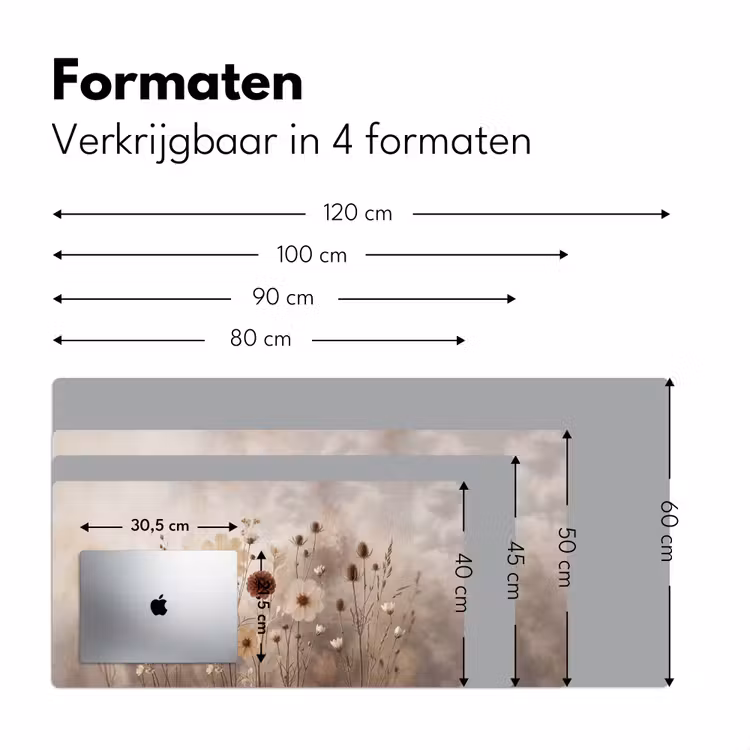 Wilde bloemen - Botanisch - Vintage - Natuur - Rustiek Muismat XXL klein -sfeer5