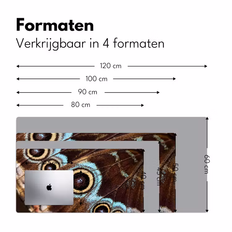 Vleugels - Vlinder - Blauw Muismat XXL klein -sfeer5