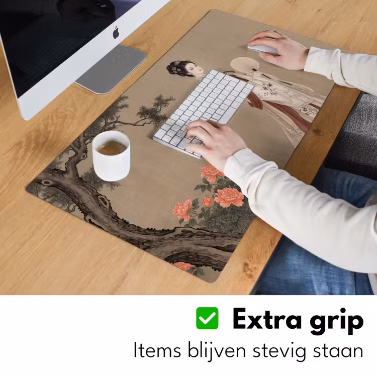 Vrouw - Azië - Kunst - Beige Muismat XXL klein -sfeer3