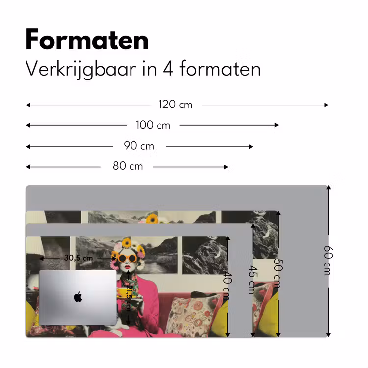 Vrouw - Kat - Bloemen - Kopje - Retro Muismat XXL klein -sfeer5