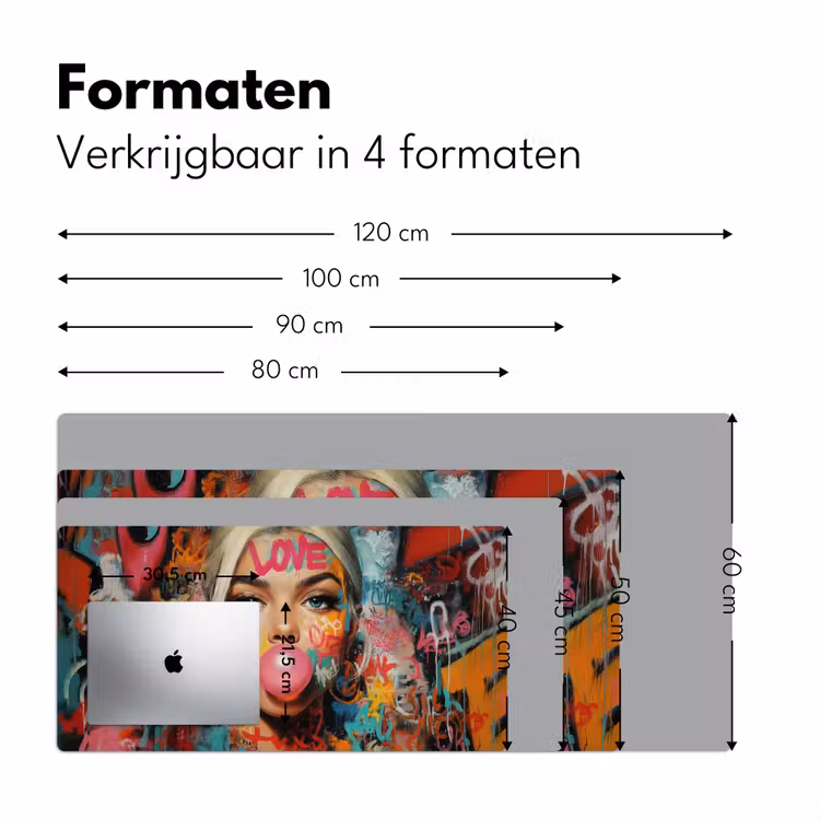 Vrouw - Kauwgom - Graffiti - Love Muismat XXL klein -sfeer5