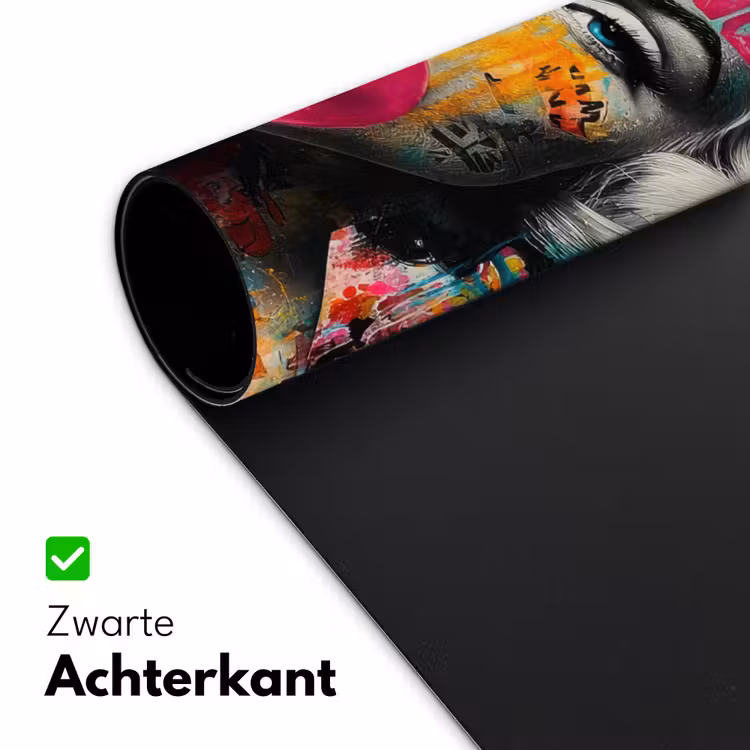 Vrouw - Kauwgom - Graffiti - Neonkleuren Muismat XXL klein -sfeer2